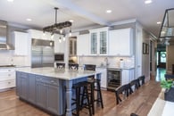 Beautiful hardwood flooring in remodeled kitchen