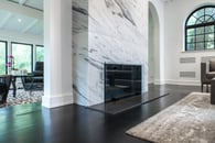 Beautiful living room space with a modern fireplace