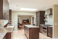 Open concept kitchen remodel into office space