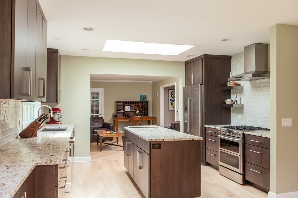 Open concept kitchen remodel into office space